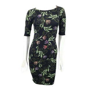 LuLaRoe Julia Dress Womens XXS Black Floral Leaves Vines